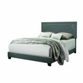 Homeroots 80 x 86 x 50 in. Gray Fabric Upholstered Wood Leg Eastern King Bed 347040